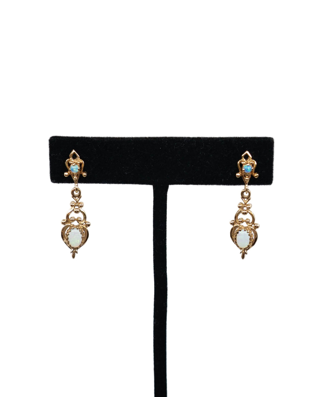 Boucles d'oreilles pendantes - opales et or 14k