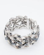 Bracelet manchette rigide blanc et noir – Gustave Sherman, vers 1950