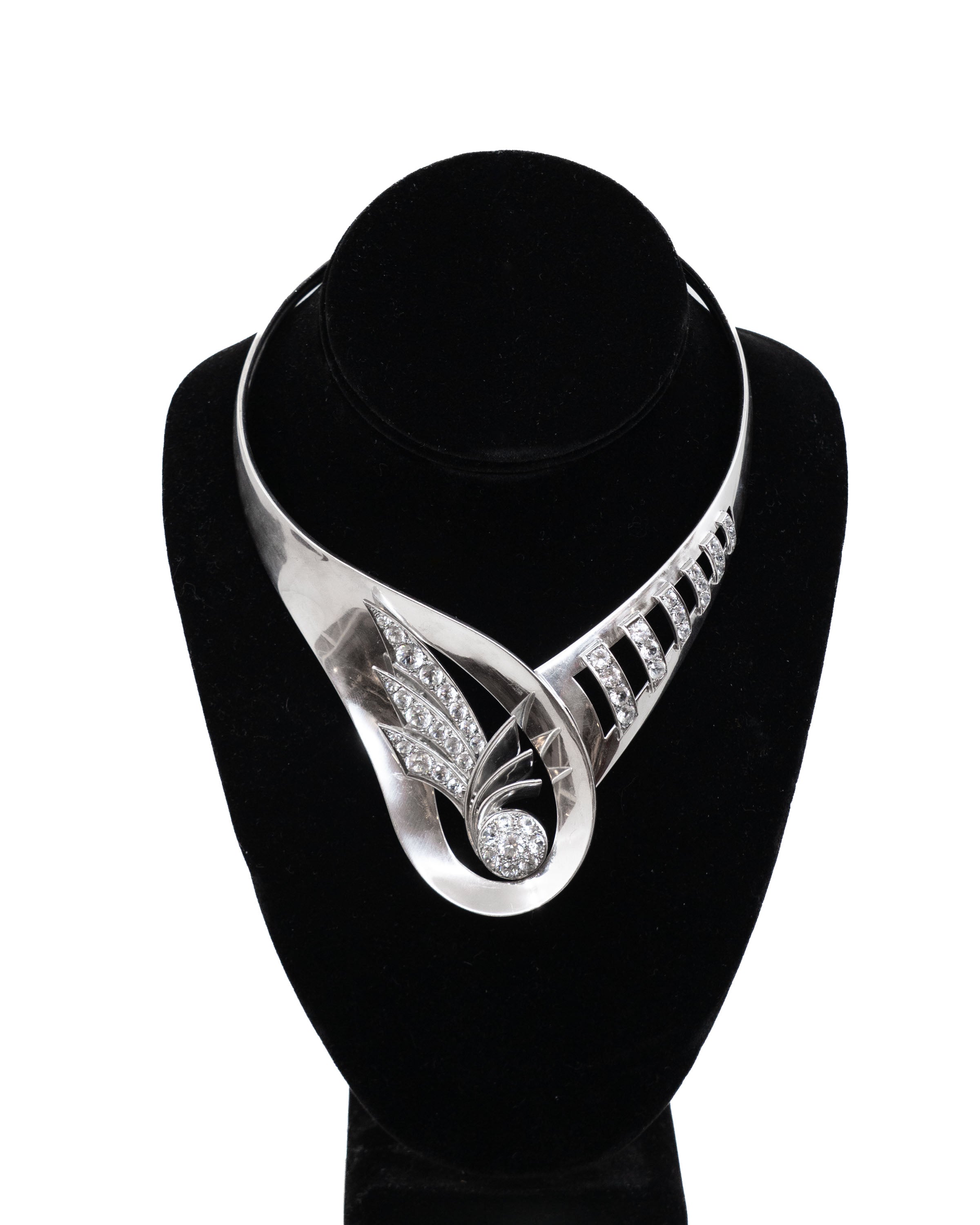 Collier rigide en argent et en cristal - Georges Delrue