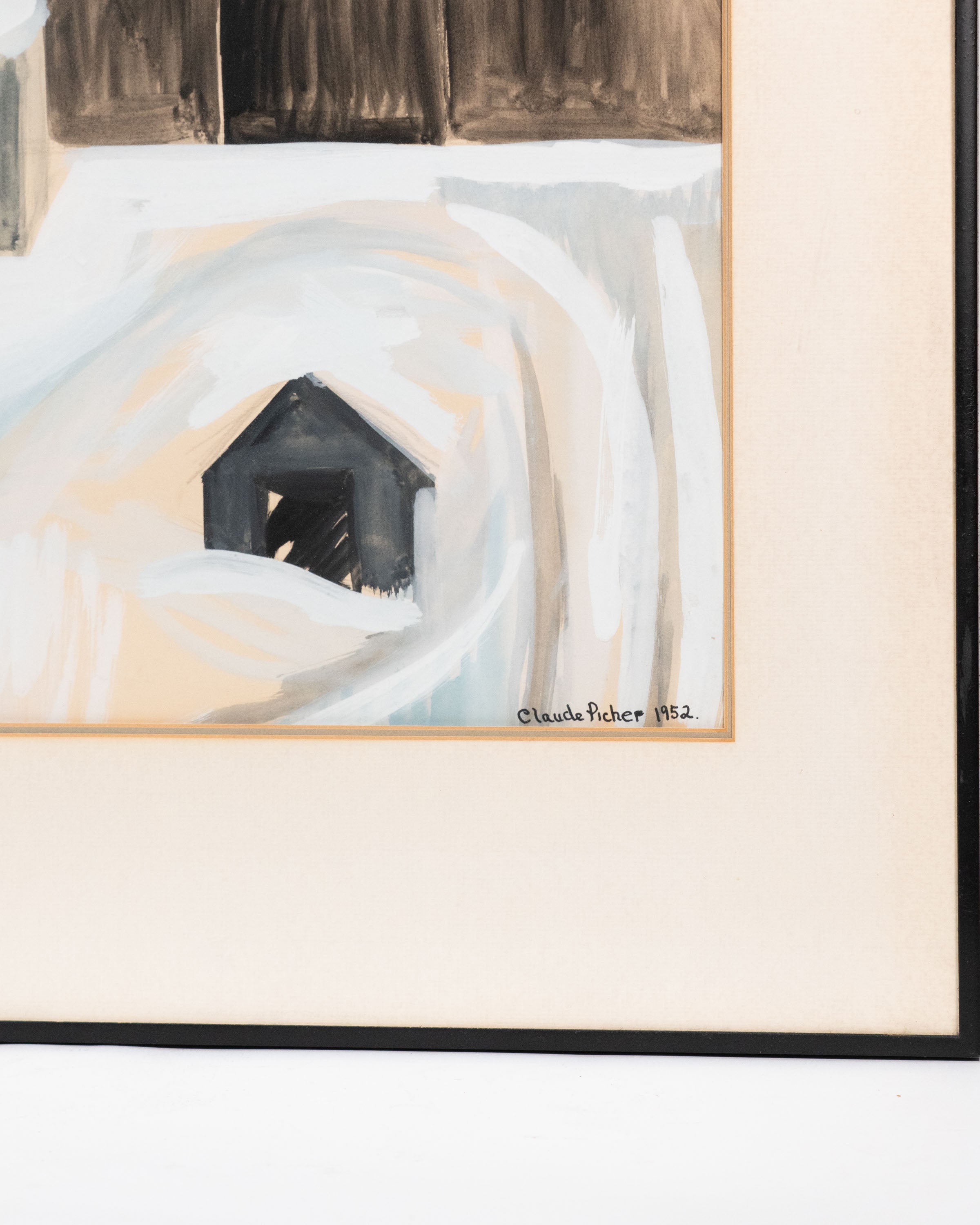 Gouache originale « Scène d'hiver à Québec » – Claude Picher (1952)