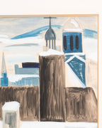 Gouache originale « Scène d'hiver à Québec » – Claude Picher (1952)