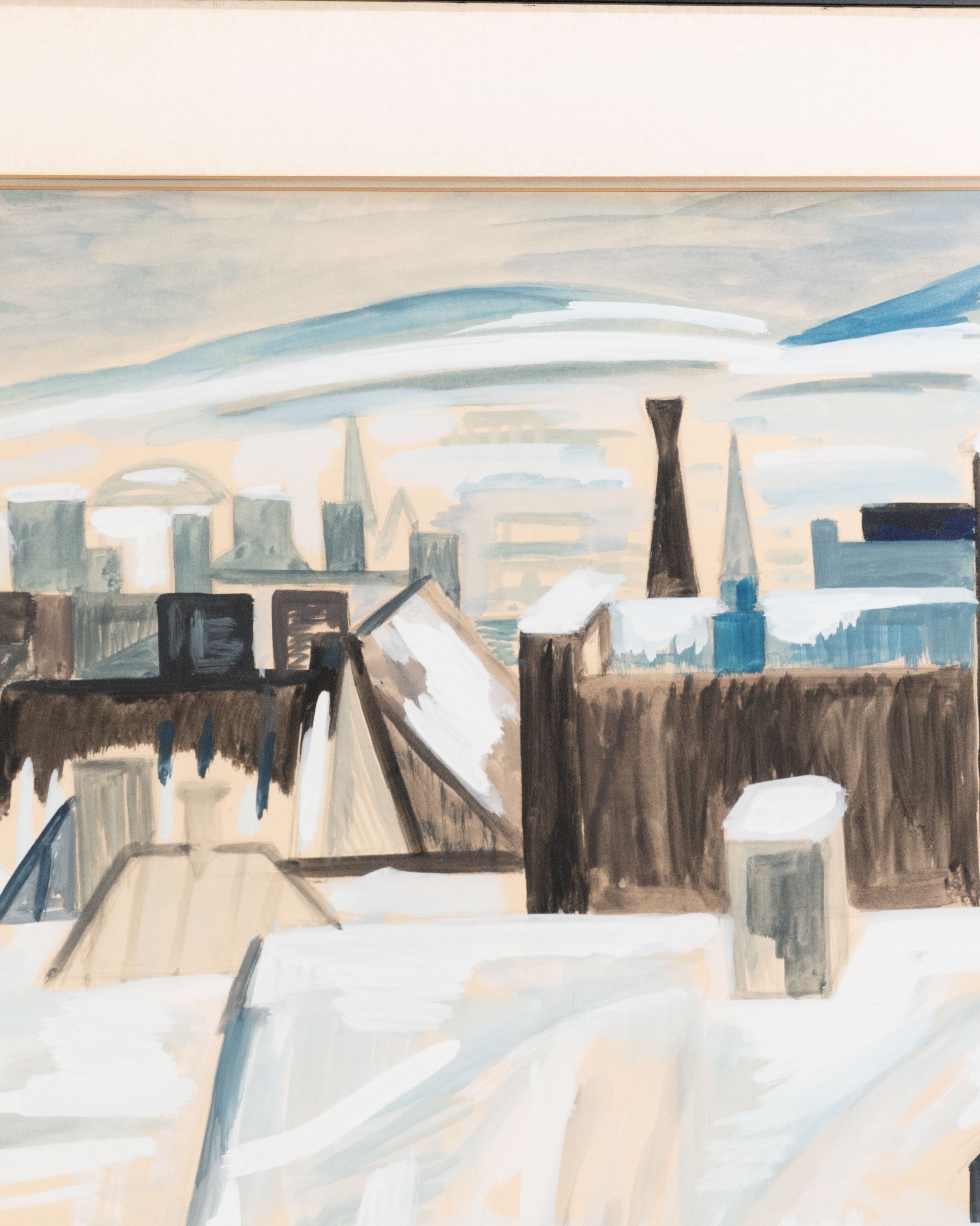 Gouache originale « Scène d'hiver à Québec » – Claude Picher (1952)