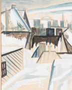 Gouache originale « Scène d'hiver à Québec » – Claude Picher (1952)