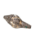 Shanka tibétaine ornée d'argent repoussé et pierres semi-précieuses – circa 1880