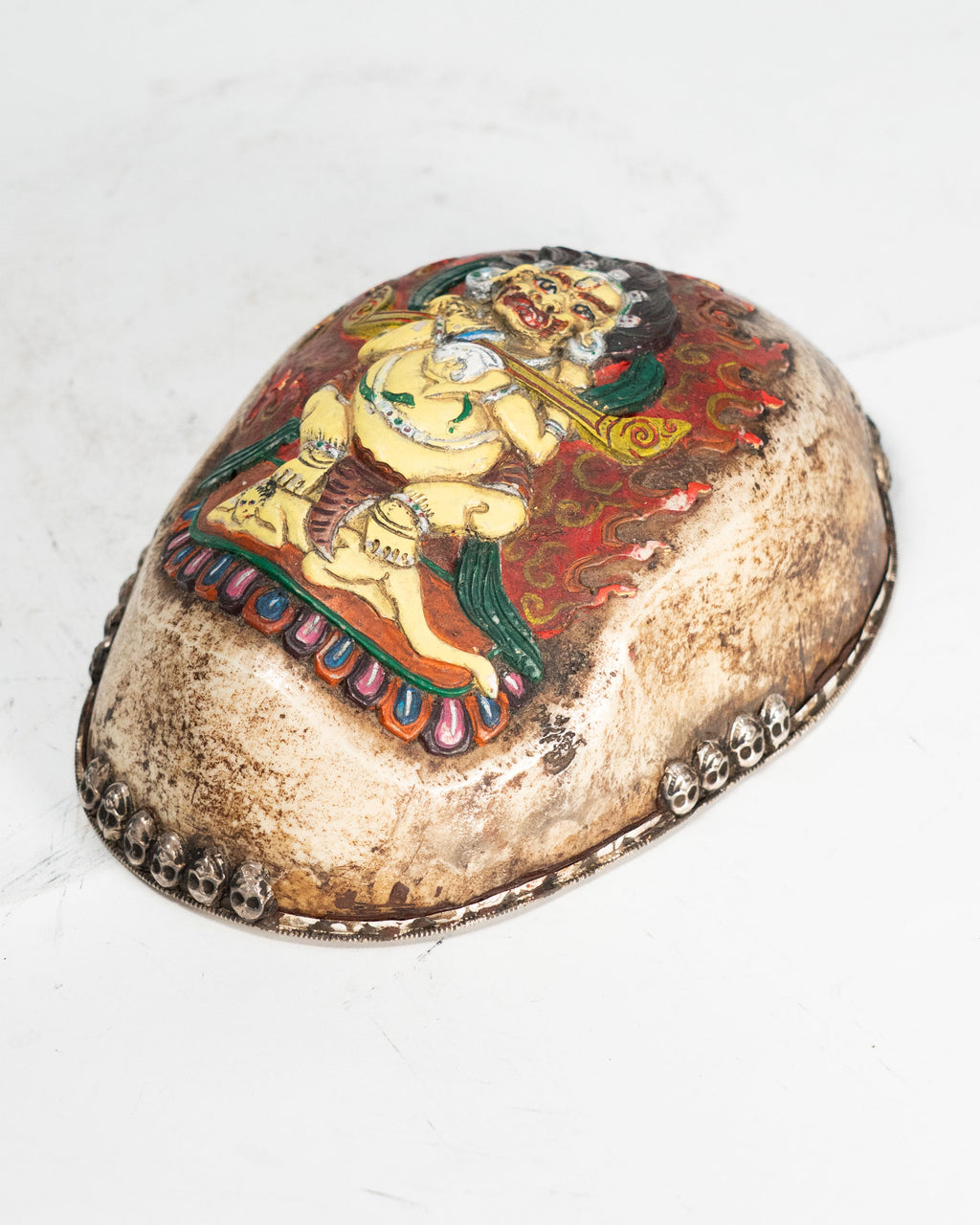 Kapala tibétaine en os et argent – Coupe rituelle bouddhiste, XIXe siècle