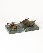 Vide-poche "escargots" en bronze et marbre - vers 1900