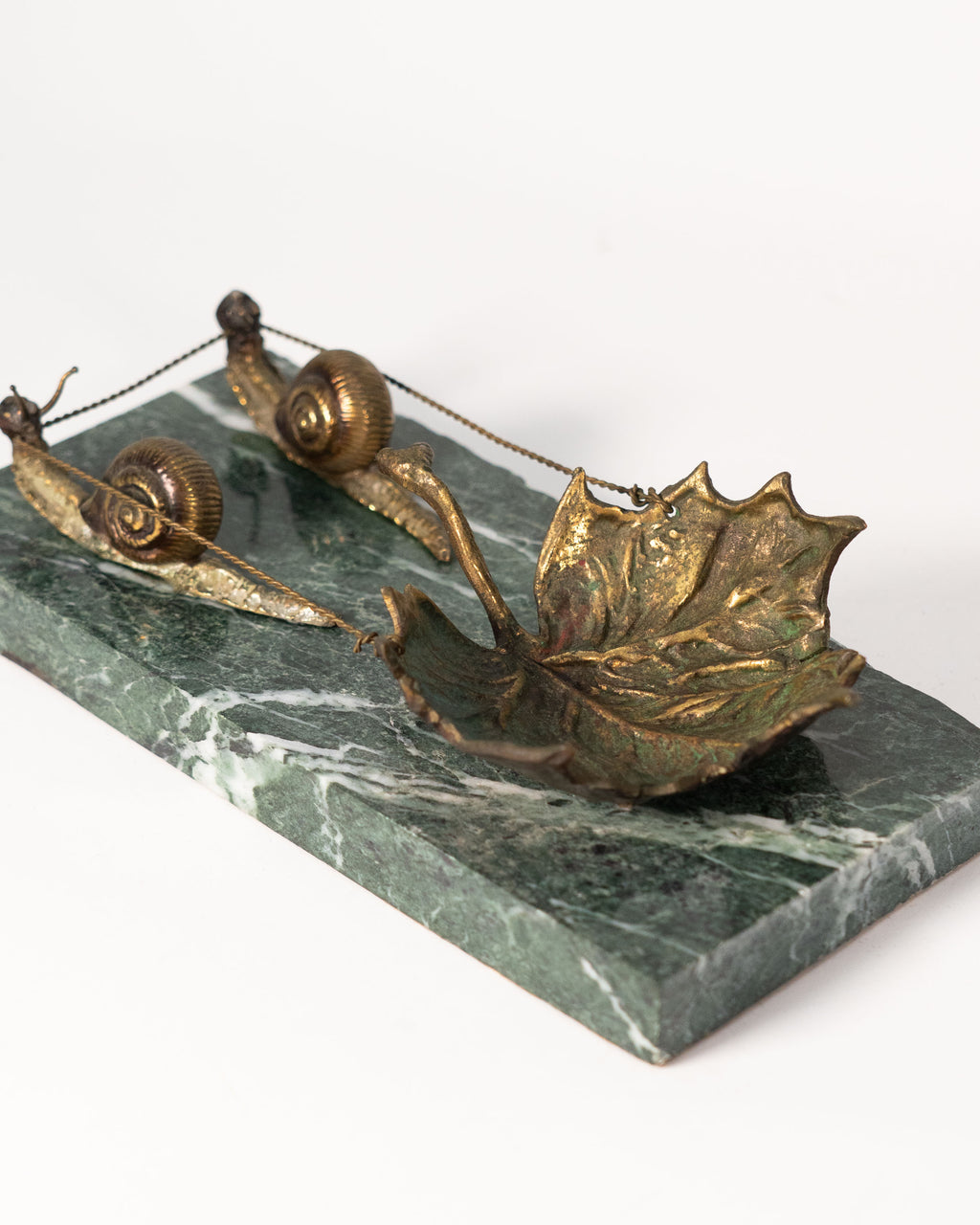 Vide-poche "escargots" en bronze et marbre - vers 1900