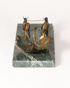 Vide-poche "escargots" en bronze et marbre - vers 1900